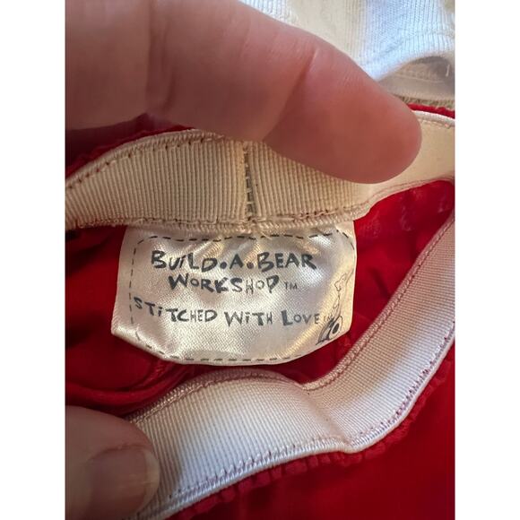 Build A Bear Workshop White Flag T-Shirt & Red Short Bow Bear Clothing Set - Picture 8 of 8